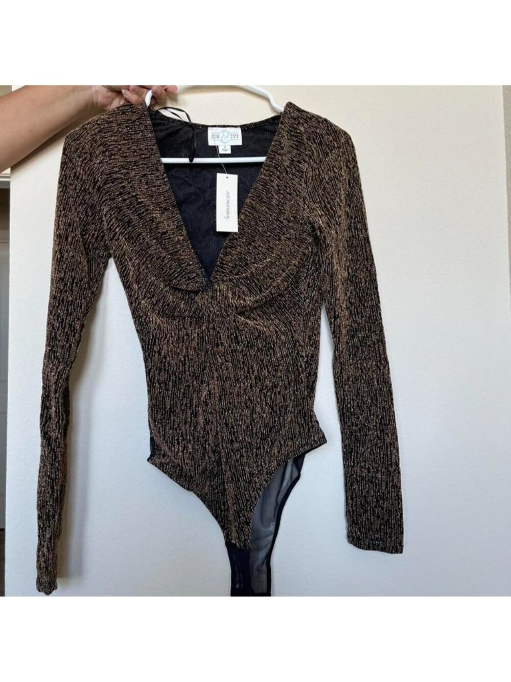 Francesca's black and gold bodysuit. Size: S #party #bling #sparkly #evening